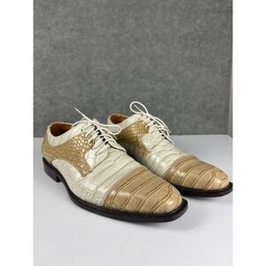 Roberto Chillini Status 6613 Faux Croc Dress Shoes Size 10 Cream Tan